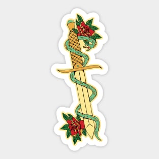 dagger snake and rose Sticker